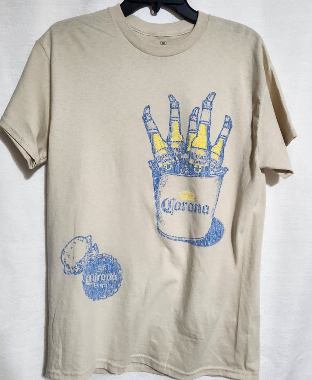 Corona faded beach themed shirt size medium men's